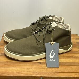 New Olukai Papaku Canvas Boot Mens Size 9.5 Olive Green